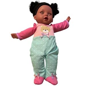 Baby Doll with Bear Outfit Ponytails Eyes Open/Close